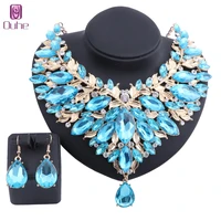 fashion bridal costume crystal choker necklace for women statement necklaces earring collar boho jewelry sets 7 colors