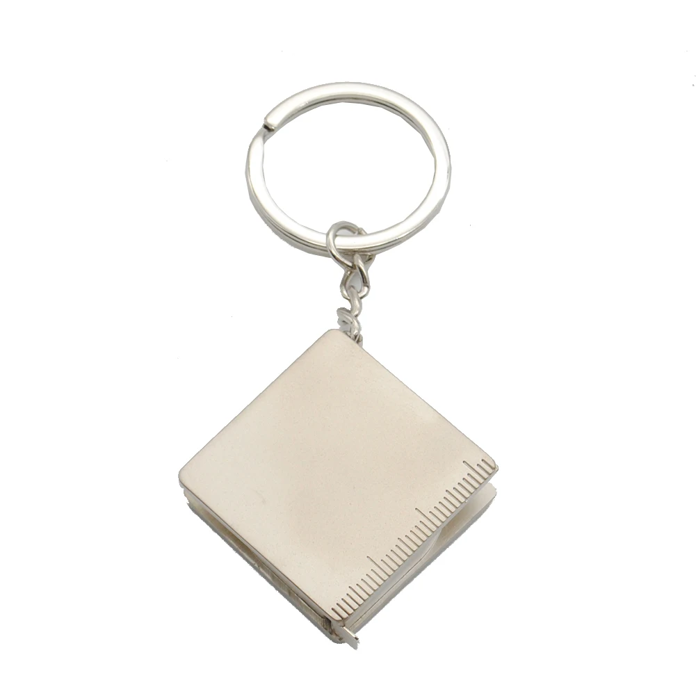 1pcs Portable Metal Ruler Tape Measure Key Ring Multifunctional Keychain Keys Holding Chains