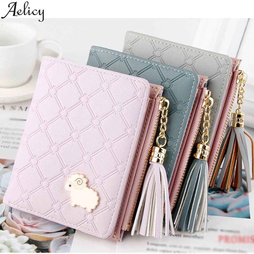 Aelicy женский короткий кошелек с милым рисунком овечки бумажник для рук