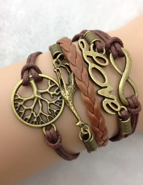 1 шт. Браслет бесконечность жираф и Древо жизни браслет в бронзе дружеский