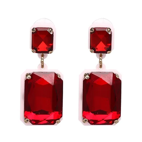 red JUJIA, хорошее качество, модные Висячие серьги, геометрические серьги с кристаллами для женщин, свадебные ювелирные изделия - Окраска металла: red
