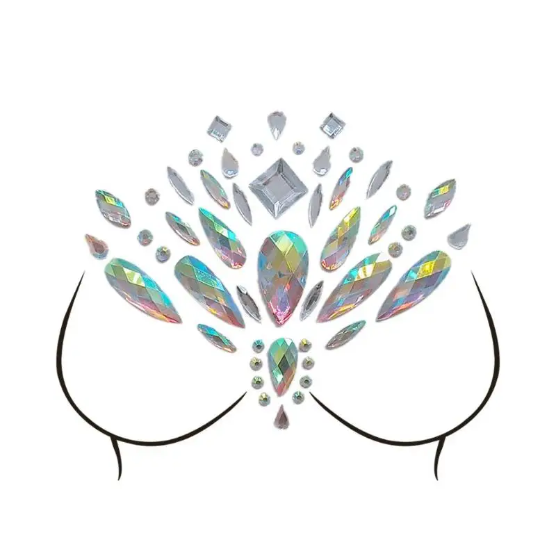 Блестящая грудь Временная Алмазная Татуировка наклейка s Грудь Bling драгоценный камень кластер Временная соска крышка самоклеющаяся Татуировка наклейка