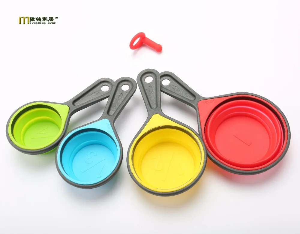 

4pcs/set New Folding Silicone Measuring Set Grain Flour Shovel Tools Home Kitchen Measuring Cups Spoon For Baking LB 046