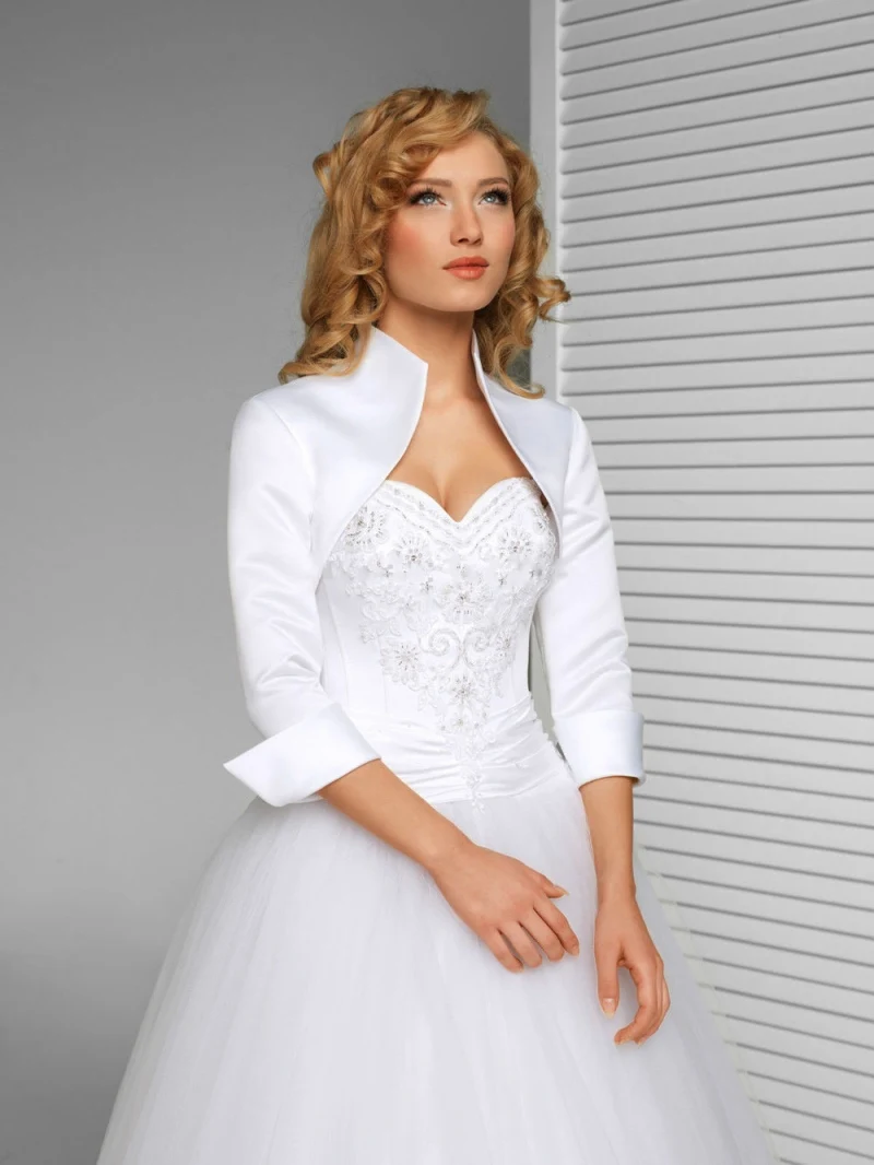 Новая Мода Элегантный 2017 Свадебные Дешевые Атласная Плечами Куртка/Пальто