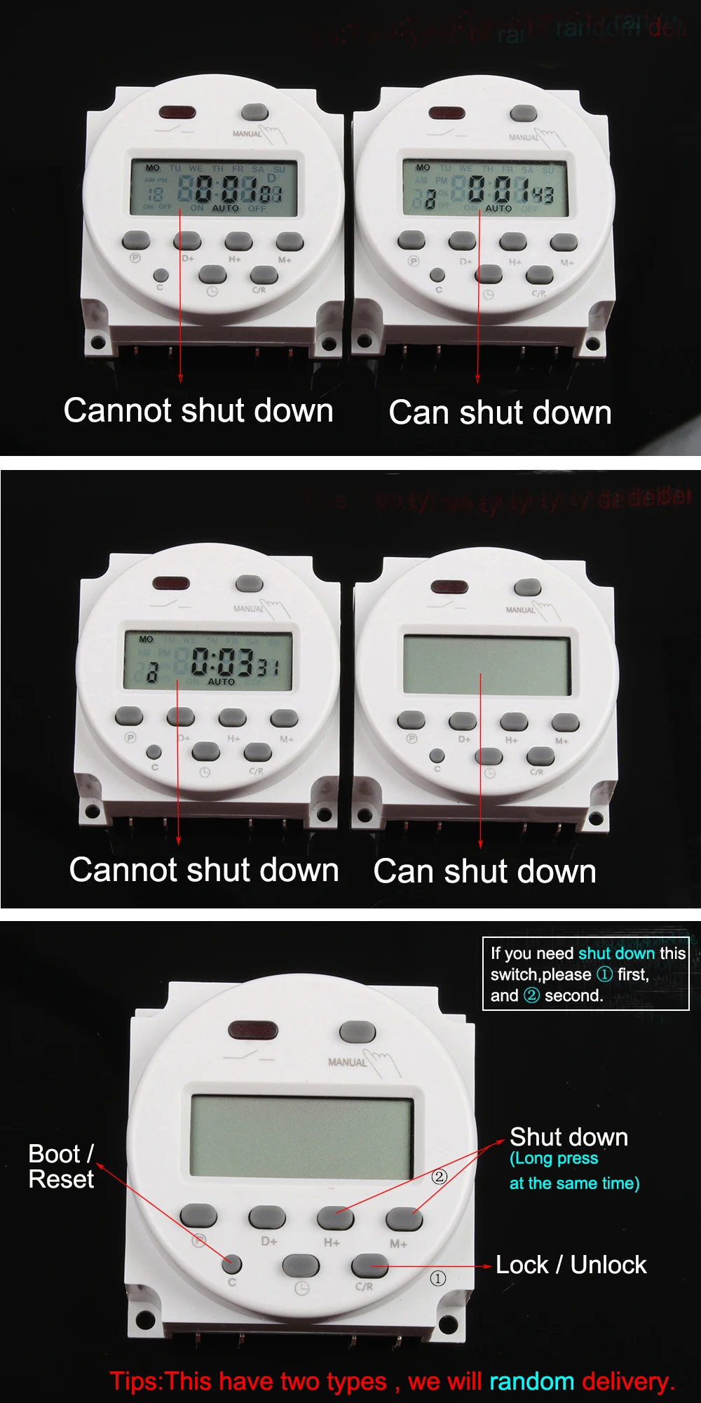 Без блокировки CN101A AC DC 12 В круглый цифровой ЖК-дисплей таймер питания Еженедельный программируемый электронный реле времени 8A до 16A CN101 еженедельно