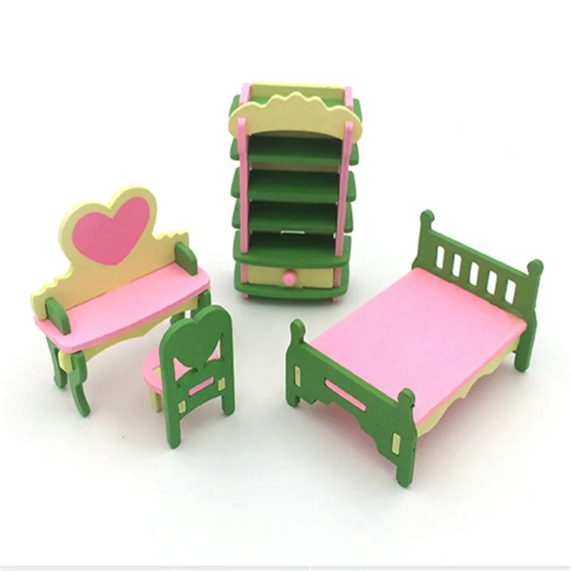 Simulation Miniature Wooden Furniture Toy Pretend DollHouse Set Dolls Baby Kids Room Play For Doll Gift | Игрушки и хобби