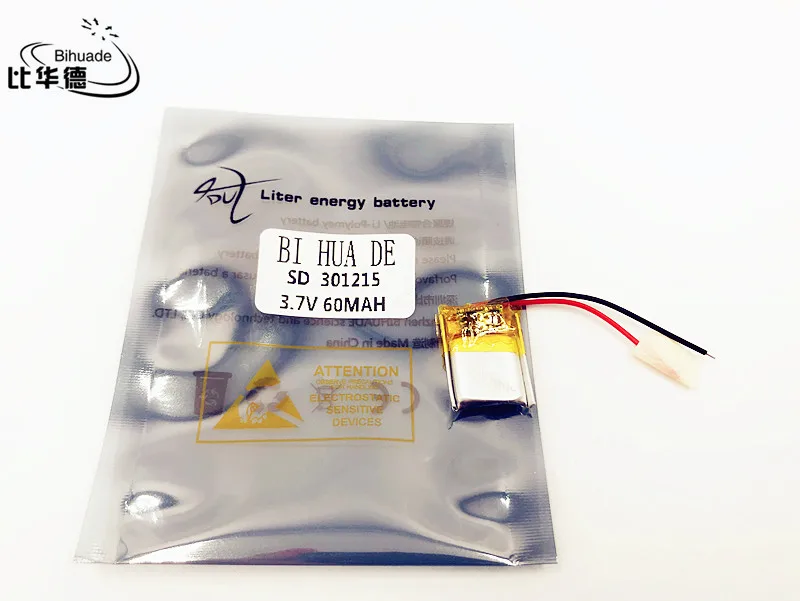 li-po 3.7V 60mAh 301215 Lithium Polymer Li-Po li ion Rechargeable Battery cells For Mp3 MP4 MP5 GPS | Электроника