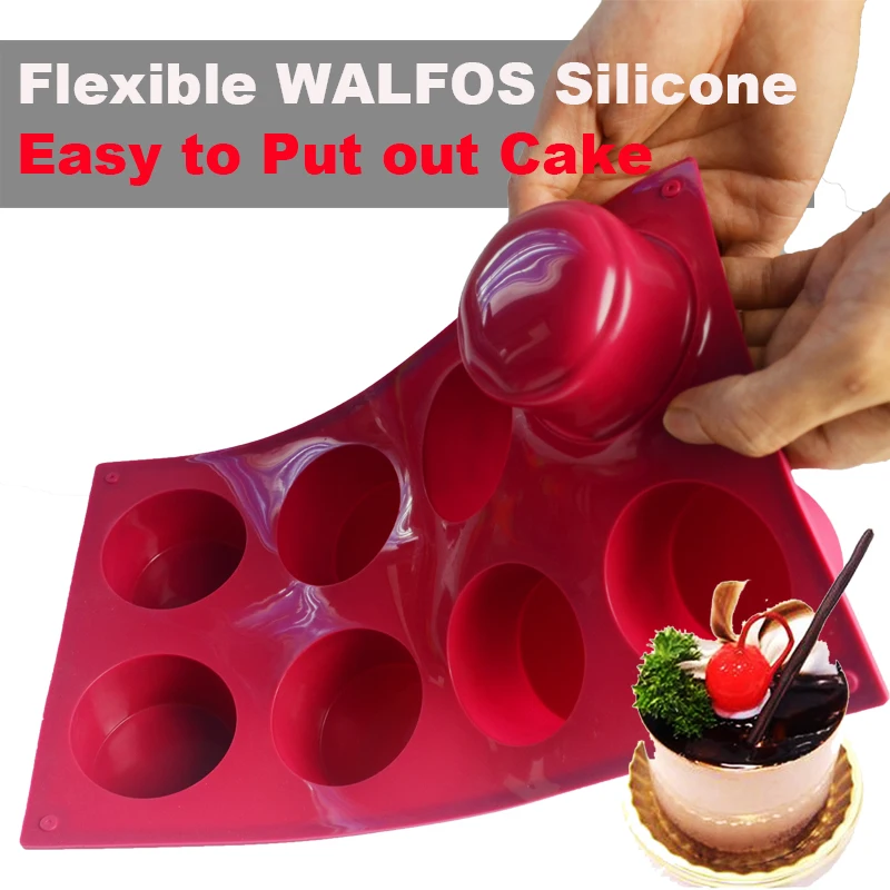 WALFOS 3D Ручная работа круглая форма силиконовая для торта 3 кекса желе-пудинг