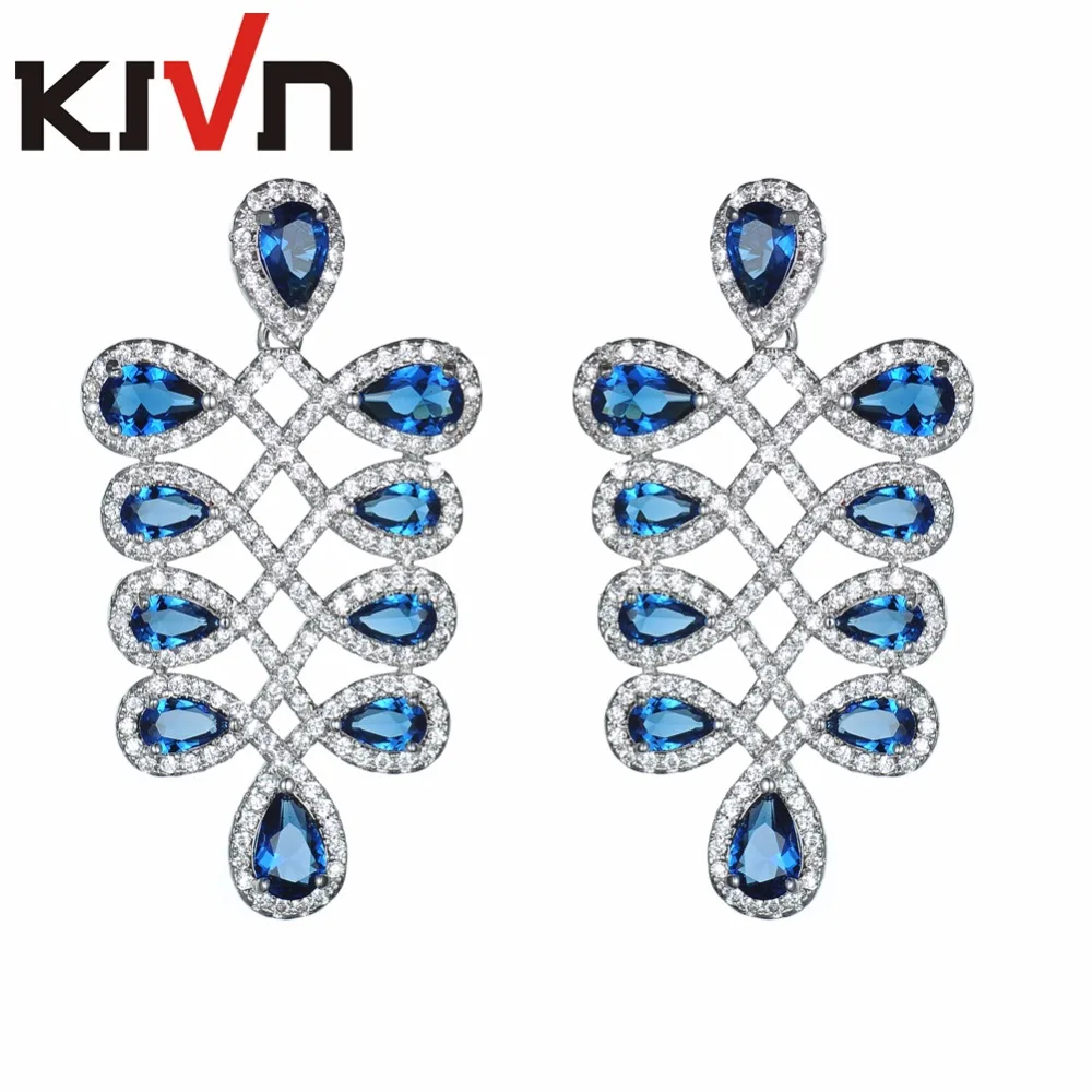 

KIVN Fashion Jewelry Pave CZ Cubic Zirconia Chandelier Women Girls Bridal Wedding Earrings Christmas Promotion Birthday Gifts