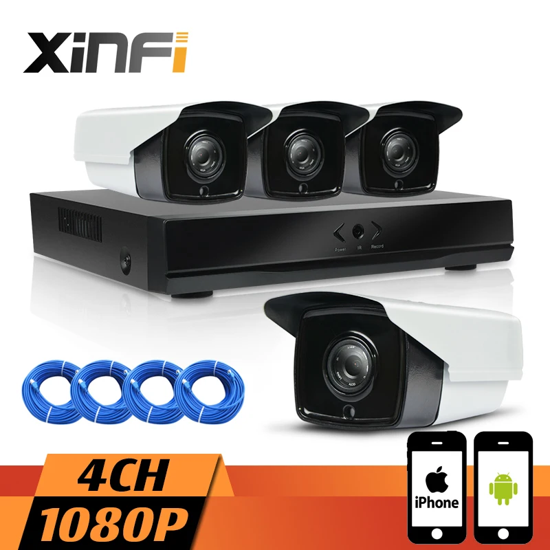 XINFI 4CH HDMI CCTV сеть NVR видео Регистраторы 1080 P HD Home Security Камера Системы 2.0MP IP