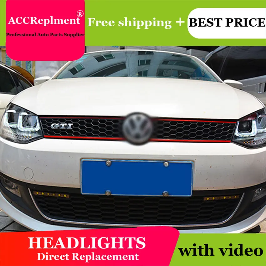 Авто. PRO для VW polo головной светильник s U глаза ангела 2011 2015 светодиодный бар Q5 би
