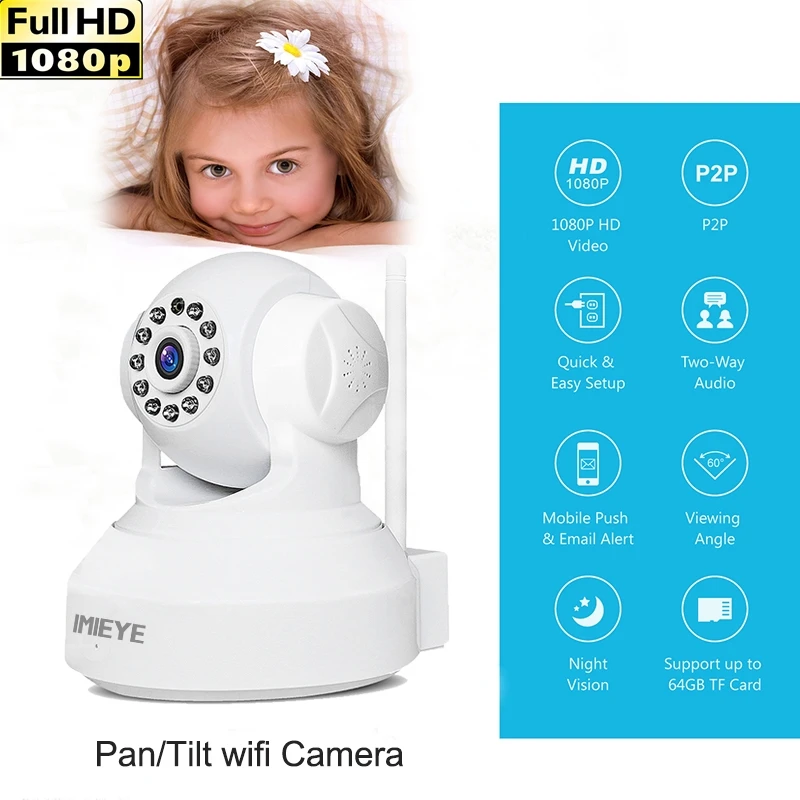 2MP 1080 P мини беспроводной Wi-Fi Детский Монитор видеонаблюдения безопасности