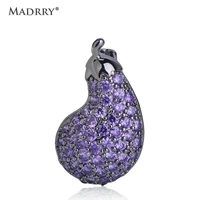 madrry cute purple eggplant shape brooch full zircon vegetables jewelry brooches for women kids collar hat scarf pins ornaments