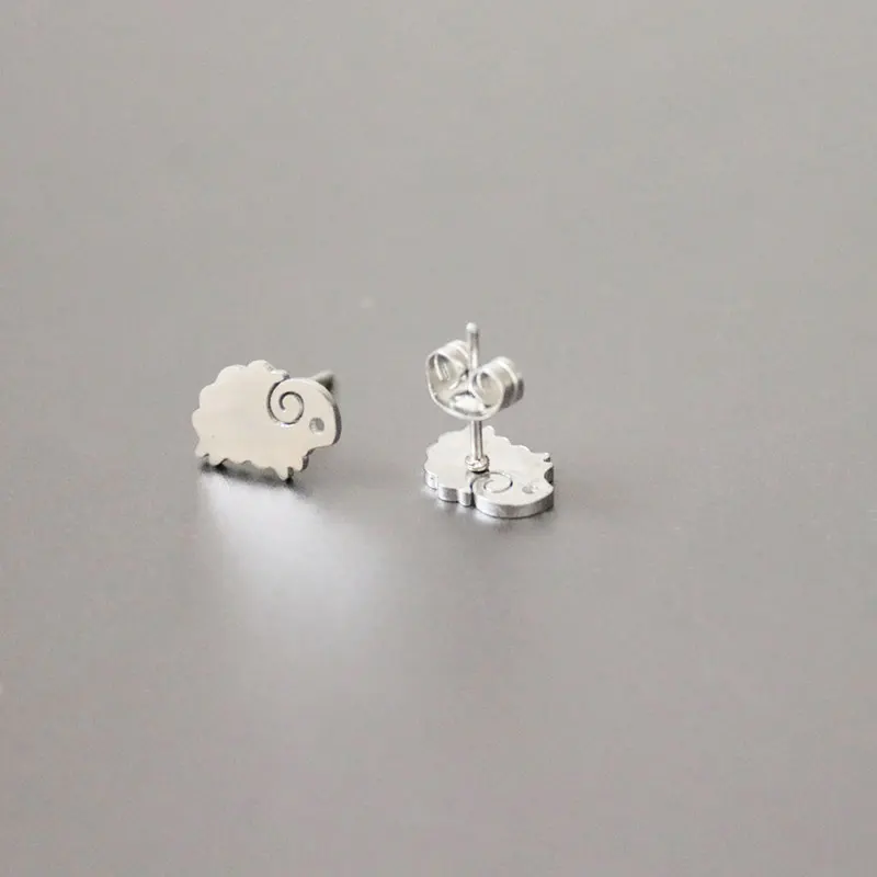 1Pair Cute Little Lamb Earring Minimalistic Fawn Stainless Steel Earrings Studs Fashion Ear Jewelry For Women Girls Kids | Украшения и