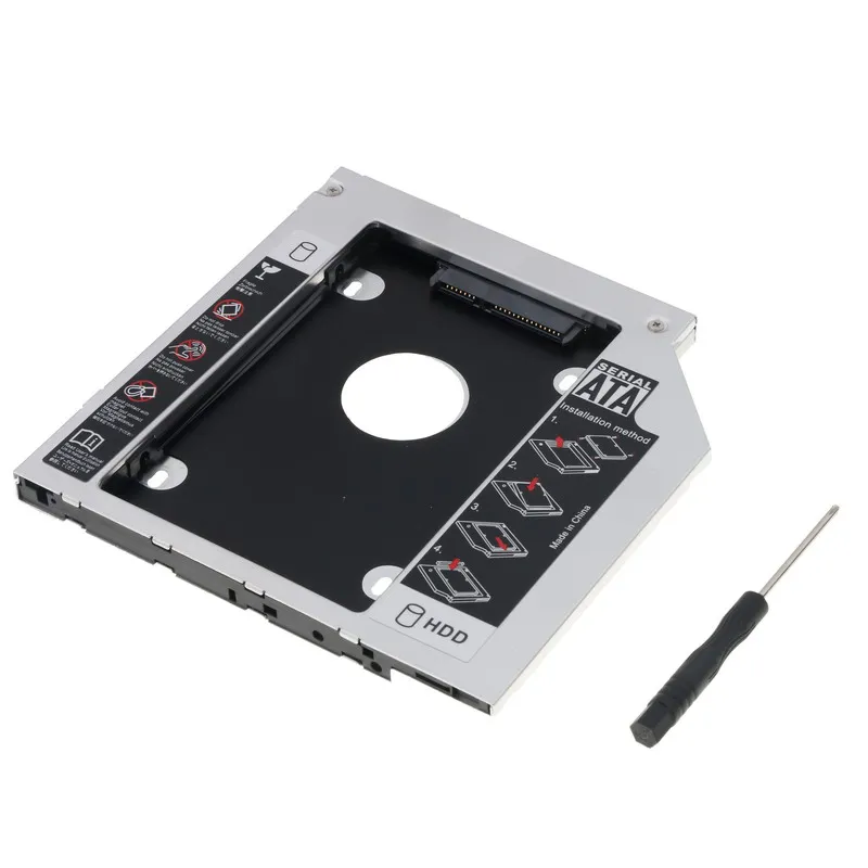 Алюминиевый переходник для второго жесткого диска Kebidu 9 5 мм 12 7 SATA 3 0 Optibay 2 дюйма SSD