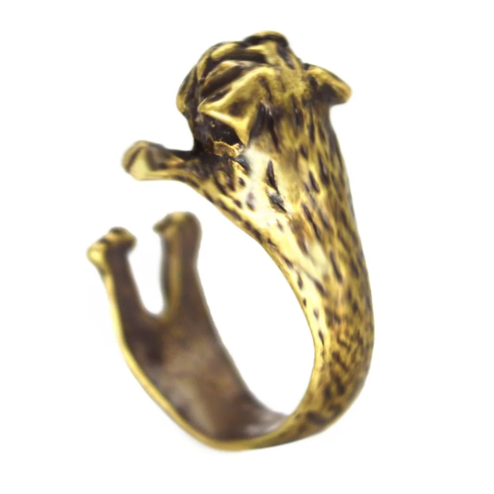 2015 старинные серебряные яркие французский бульдог кольцо крошечный