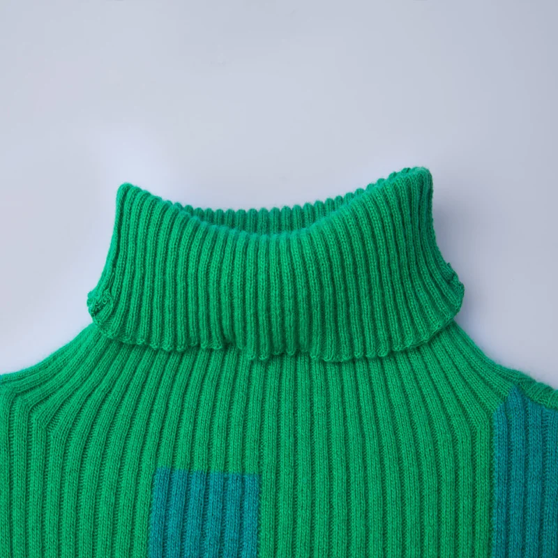 Brand Sweater Fall Winter Women Short New Irregular Hit Color Knit Turtleneck Slim Casual Pullover | Женская одежда