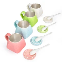 ladies silver cup shell ceramic inner wall sterling silver coffee cup set mug with spoon cover personal cup girlfriends