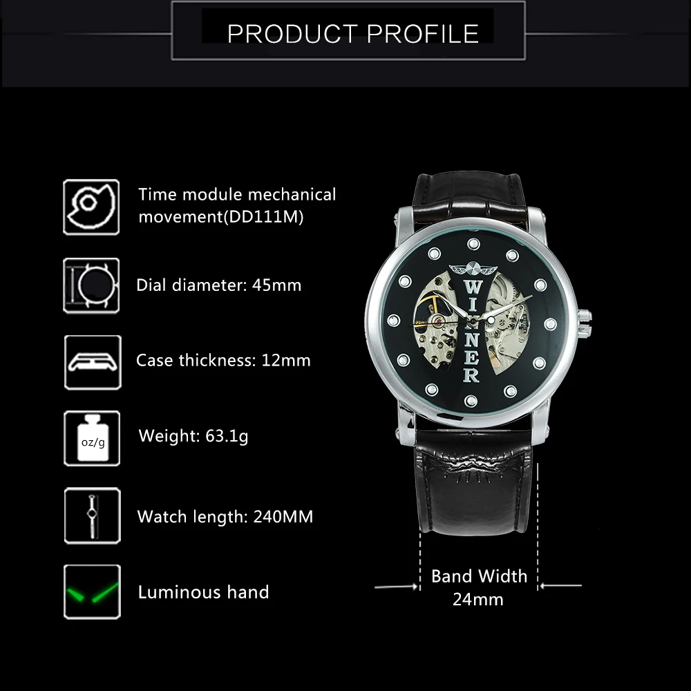 Мужские механические часы победителя 2019 роскошные с кристаллами мужские