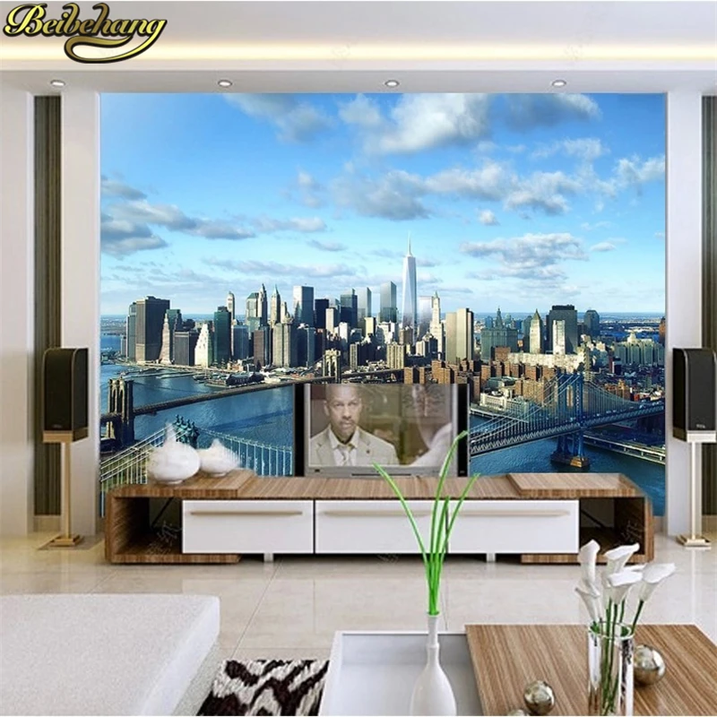 Фотообои beibehang 3d высокое качество Современная архитектура Нью-Йорк мир видение