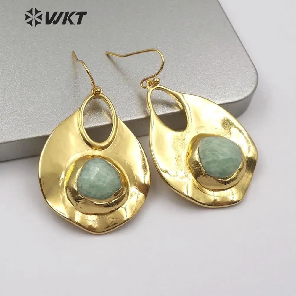 Серьги BOHO женские натуральные нефриты в форме слезы с драгоценными камнями