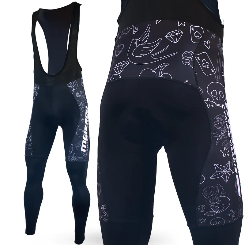 

Original Meikroo cycling bib long pants Pro Team tattoos blacke bike full length pants bicycle bib tights