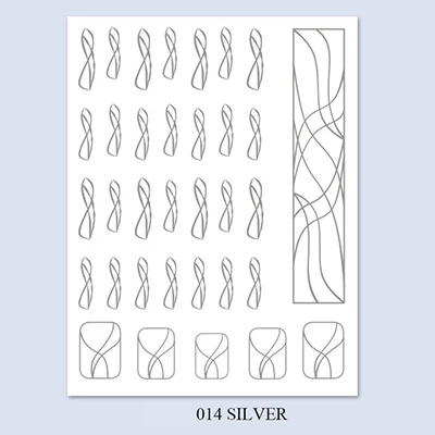 14silver 3D Nail Art Sticker Gold Silver Circle Nail Stickers Hollow Geometry Line Adhesive Slider Sticker Star Moon Decals Z0158 - Цвет: 14silver