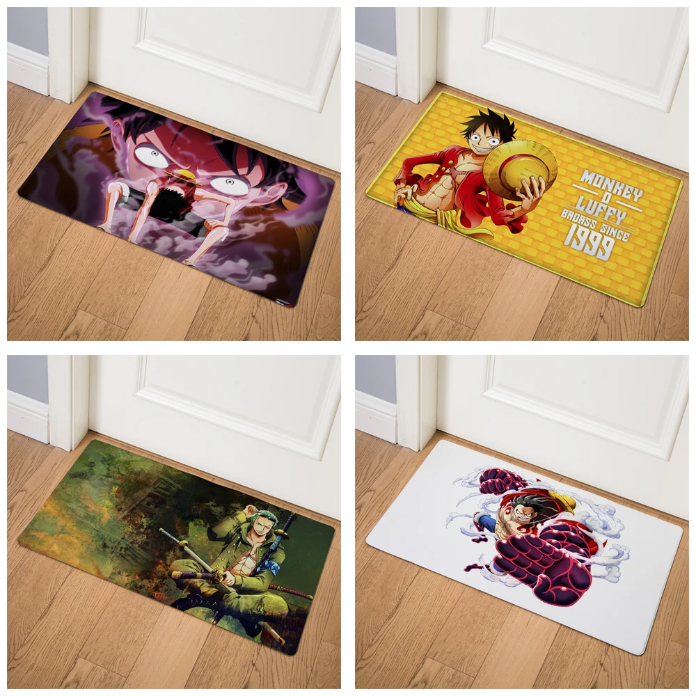 Цельнокроеный мультяшный напольный коврик Luffy Ace Нескользящие дверные коврики