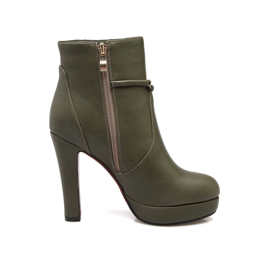 Женские ботильоны из ПУ кожи с круглым носком на высоком каблуке|ladies designer shoes|shoes