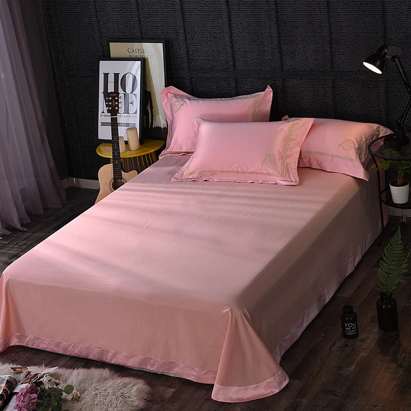 

Luxury Satin Pink Blue Red Embroidery Bedding Set Queen King Size Classical Paisley Pattern Duvet Covers Solid Color Bed Sheets