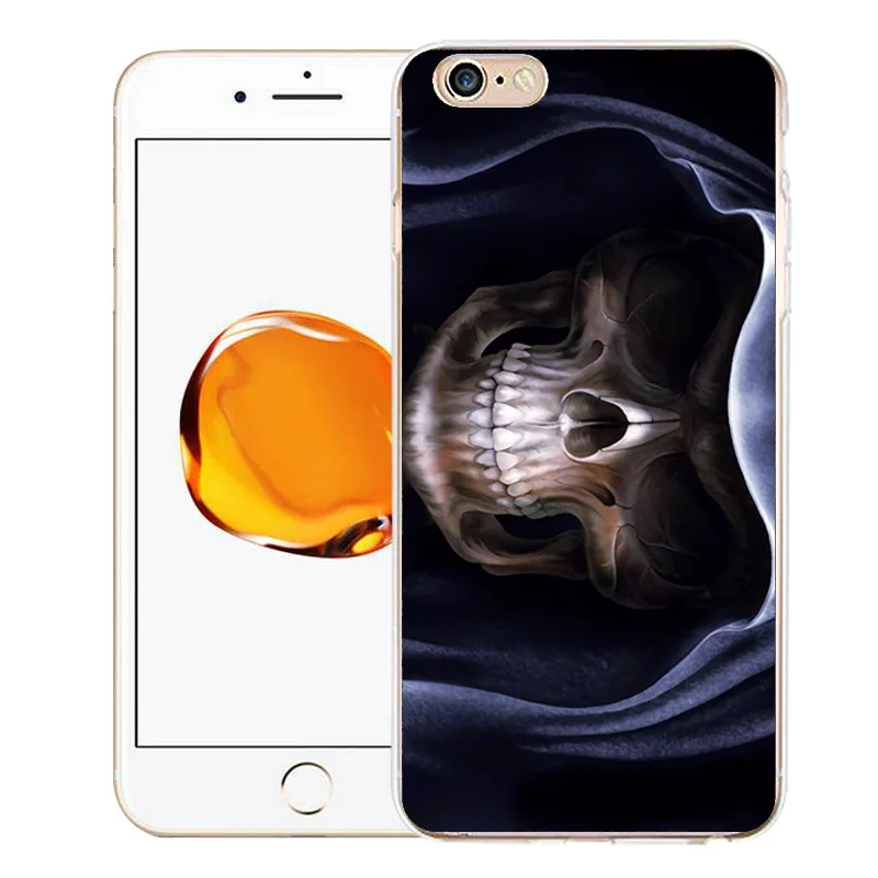Qmswei ТПУ Ясно Телефон чехол для iPhone 6 6S 7 8 Plus x милые мягкие Череп Окрашенные