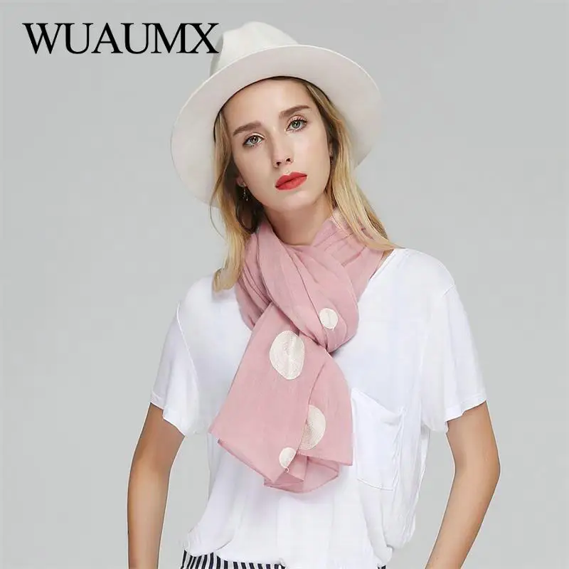 Wuaumx новая весна Для женщин шарф Хлопок Мягкие Тонкие шарфы палантины Dot Pattern