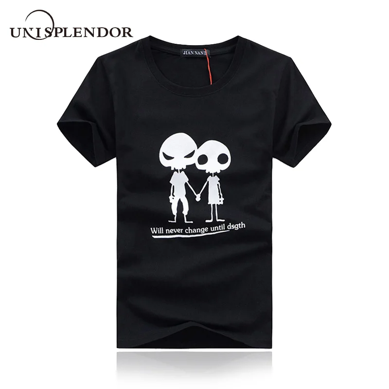 Мужская хлопковая футболка с коротким рукавом принтом черепа|fashion tees|tees brandsmen t-shirt
