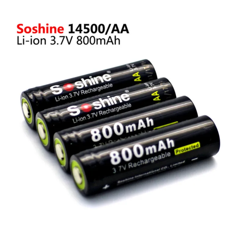 Новый 20 шт Soshine 3 7 V 800mAh 14500 литий ионная аккумуляторная батарея AA с защищенной