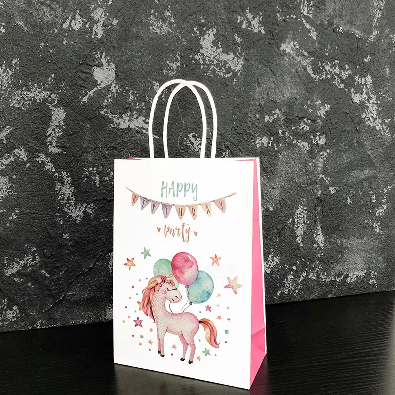 10pcs Unicorn Paper Bag Flamingo Gift Bags Wedding Candy Birthday Party Decoration Shopping with Handle |