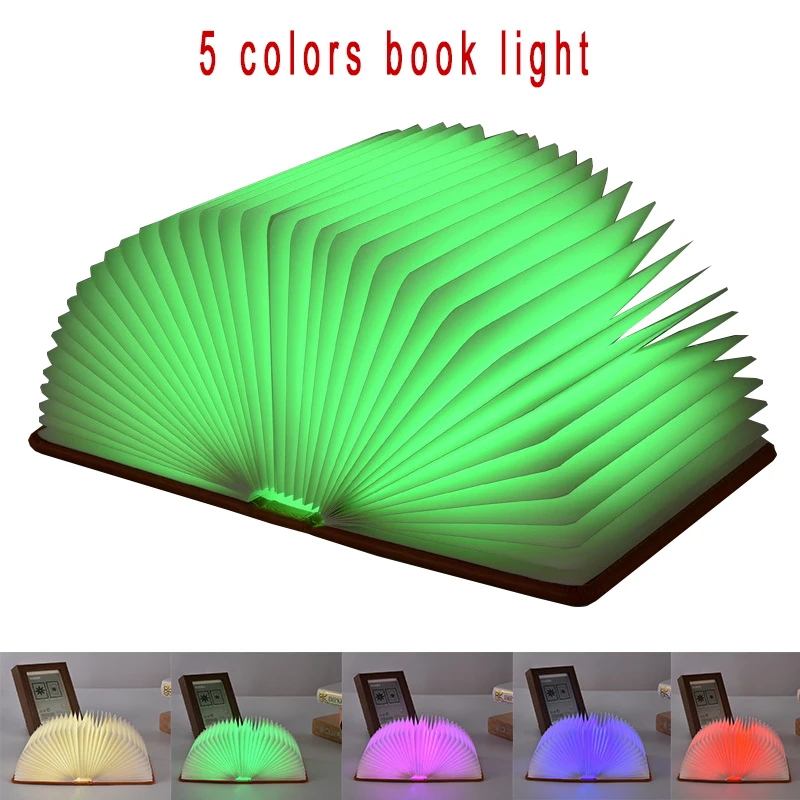 Складные страницы Led форма книги ночник портативный свет USB перезаряжаемые