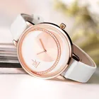 Женские кварцевые часы Shengke, часы с тонким ремешком из белой кожи, роскошные часы со стразами и циферблатом