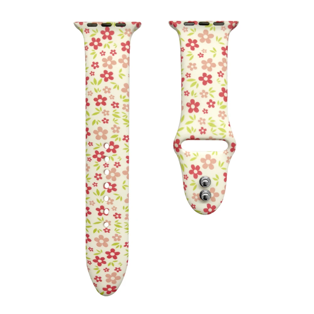 YUKIRIN спортивный силиконовый ремешок для Apple Watch band Case 38 мм 42 мм 40 мм 44 мм для iwatch series 4 3 2 1 браслет с цветочным узором