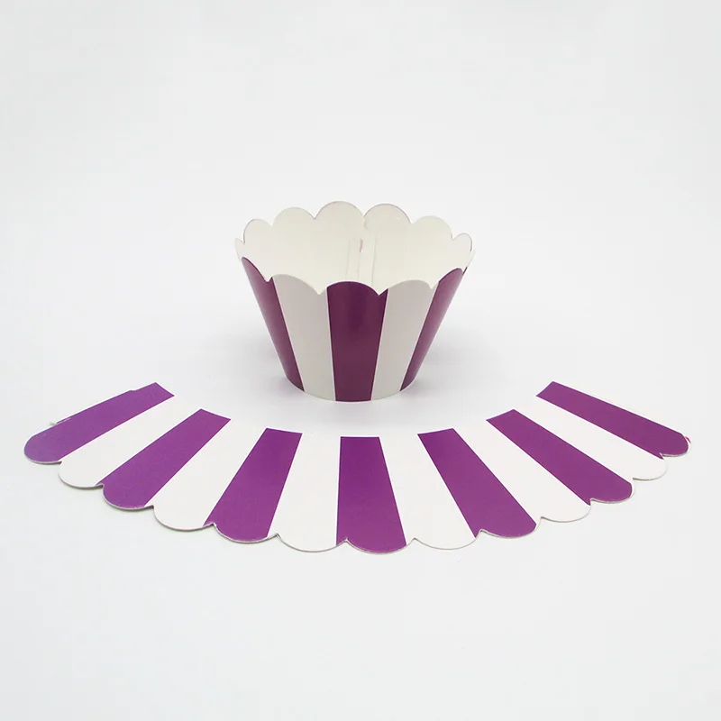 purple striped x12pc 12 шт. полосатая обертка для кексов без Топпер для торта для свадьбы, дня рождения, вечеринки, конфет, украшения, цирк - Цвет: purple striped x12pc
