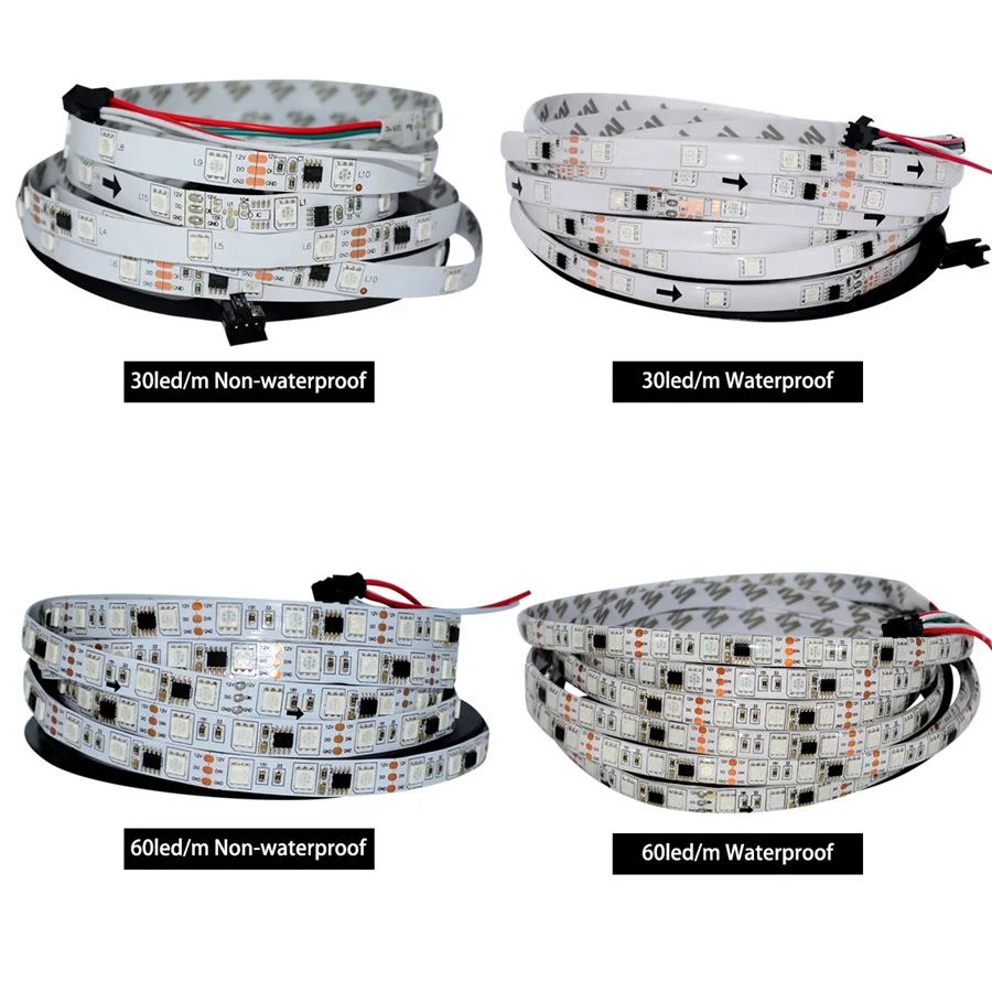 Новый стиль DC12V 5 м/рулон WS2811 Светодиодная лента SMD 5050 RGB 30led/M 60leds/m PCB белый
