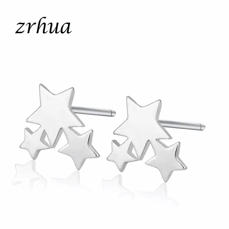 ZRHUA, новинка 925, серебряные милые элегантные серьги-гвоздики для женщин и девушек, маленькие подарки, горячая Распродажа, 925, ювелирное изделие с штампом, женские серьги для вечеринки