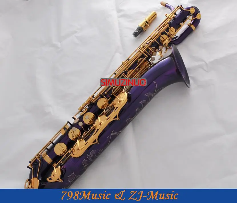 

Профессиональный Саксофон баритон с фиолетовым и золотым покрытием Sax High F # W/кожаная искусственная кожа