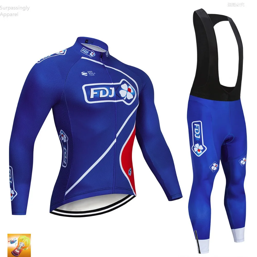 Осень 2019 синий FDJ велосипедная одежда велосипед брюки комплект Ropa Ciclismo мужчины