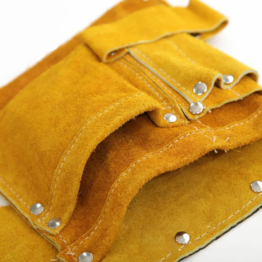 

Durable Cow Split Leather Waist Tool Bag Waist Pockets Electrician Tool Oganizer Tool Pouch Bag Adjustable Size for Men & Women
