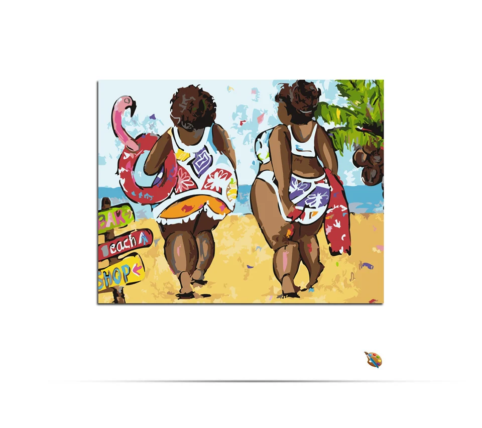 Vrolijk Schilderij Wall Art Холст Картина маслом по номерам Мода дамы Женщины Рисунок картины Домашний Декор без рамки