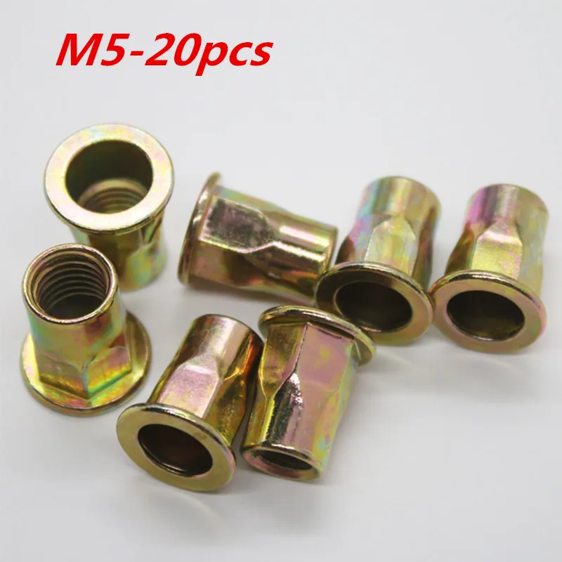 

20pcs/lot M5 Rivet Nut carbon steel Flat head hex rivet nut Insert nut Blind rivet Rivnut