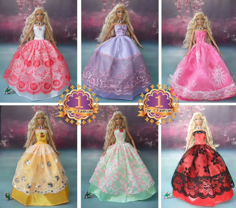 15items=5 Wedding Dress Princess Gown+5 shoes+5accessories Clothes Gown For Barbie doll | Игрушки и хобби