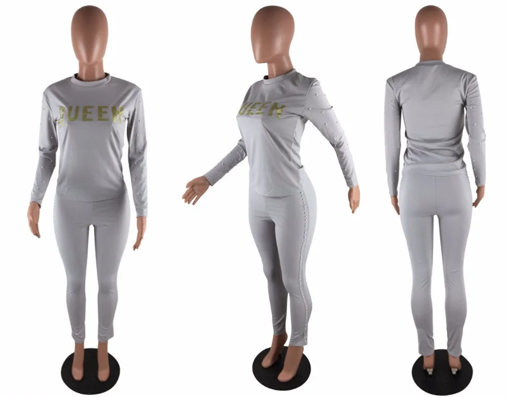 Брендовый Модный женский сексуальный комбинезон зимний из двух частей с бисером