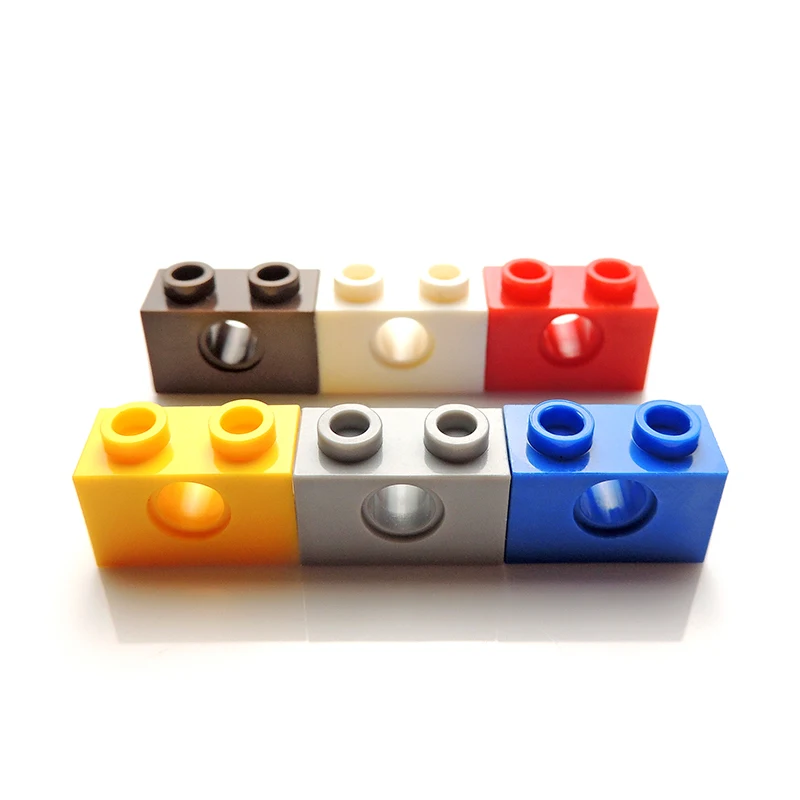 80 шт./лот Technic Brick 1x2 с 1 отверстием строительные блоки части DIY креативные игрушки