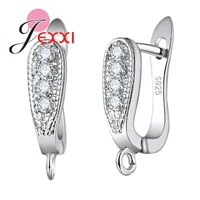 elegant white crystal 925 sterling silver clasps earring diy findings for women clearly zircons wholesale top quality